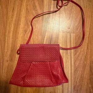 Vibrant Red Leather Textured Crossbody Bag